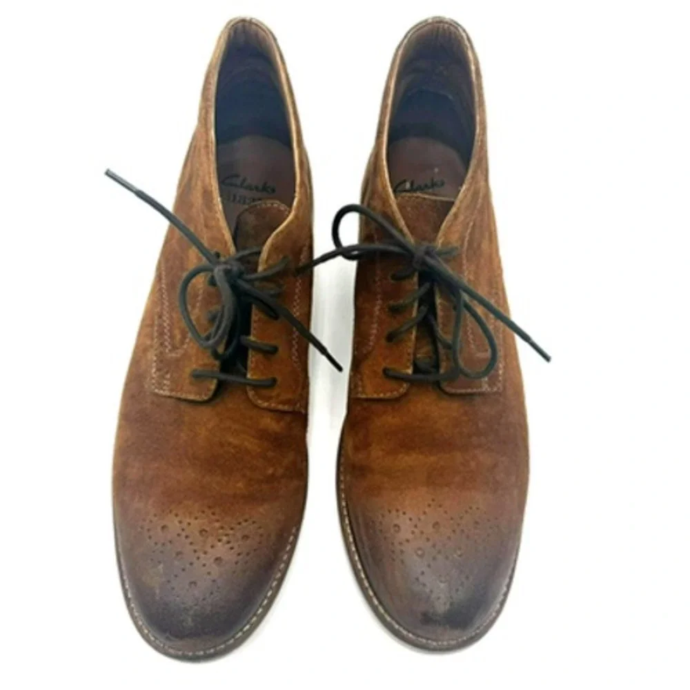 CLARKS Boots Men's 13 Raspin Limit‎ Tobacco Brown Suede Leather #26103203